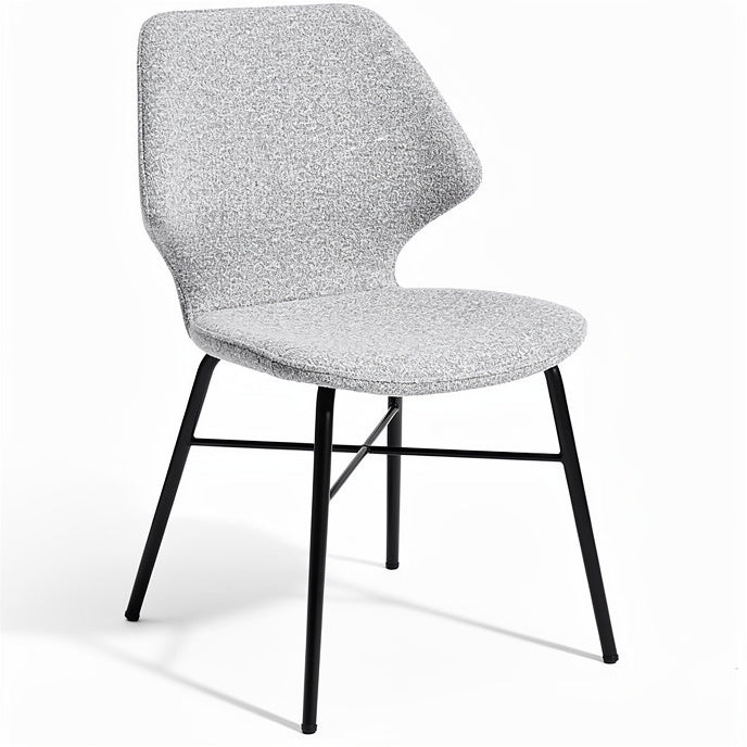 **Moderne eetstoel met textileen bekleding en metalen onderstel**